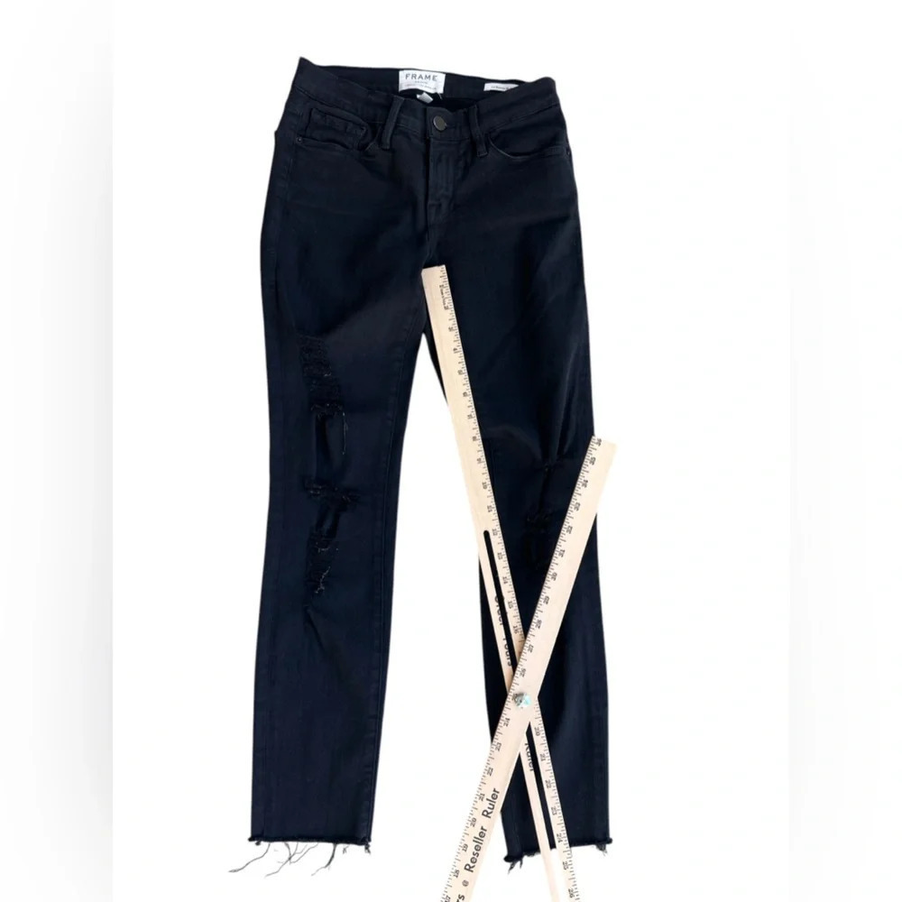FRAME Black  DENIM LE SKINNY DE JEANNE Jeans Size 24 - Picture 8 of 9